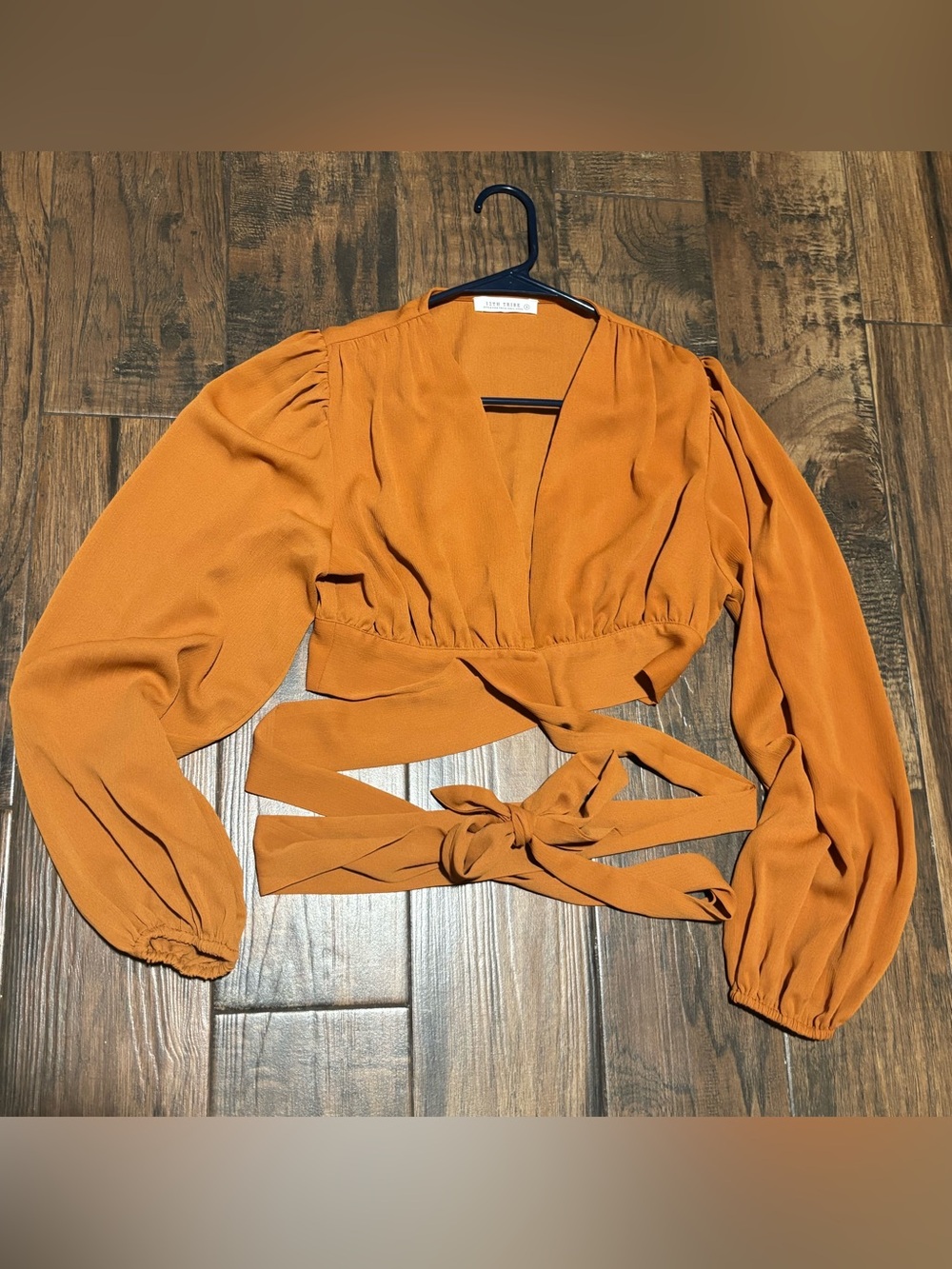 12th Tribe Rust Orange Wrap Crop Top